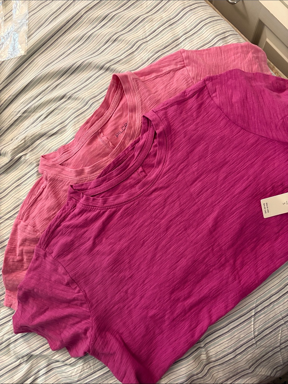 Anthropologie Pink and Fuchsia Cotton ‘Bennie’Tees, S, 2pc